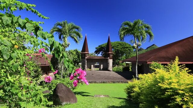 Marquesas Islands, Nuku Hiva. Notre Dame Cathedral.