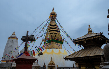 Fototapeta premium Swayambhunath, also known as Monkey Temple is located in the heart of Kathmandu, Nepal, and is already declared World Heritage Site by UNESCO