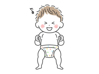 立っているご機嫌な赤ちゃんのイラスト