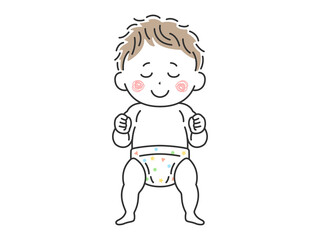 立っているご機嫌な赤ちゃんのイラスト