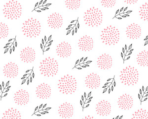 花と葉っぱの背景（ピンク）