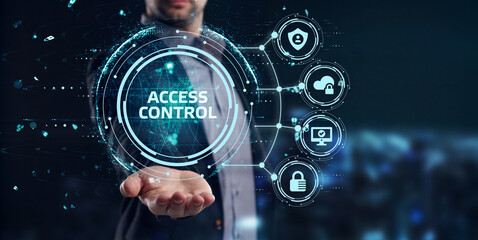 Cyber security data protection business technology privacy concept. Young businessman  select the...