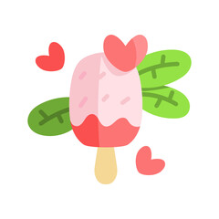 Isolated popsicle with leaves. Valentines day - Vector