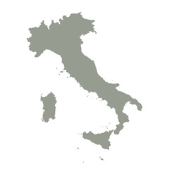 Silhouette of Italy country map. Highly detailed editable gray map of Italy, European land territory borders. Political or geographical design element vector illustration on white background