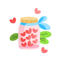 Hearts in a jar. Valentines day - Vector illustration