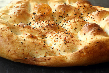Turkish ramadan pita bread texture close up image