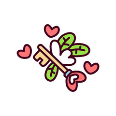 Isolated romantic key with hearts. Valentines day - Vector