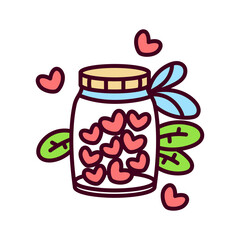 Hearts in a jar. Valentines day - Vector illustration