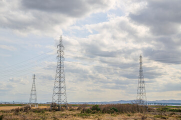 京都の宇治川土手からの眺め