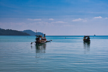 Wonderful turquoise sea at Andaman sea, Beautiful beach and gentle wave at Surin Island, Thailand.