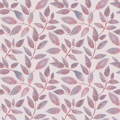 Seamless pattern with leaves. Watercolor. The print is used for Wallpaper design, fabric, textile, packaging.