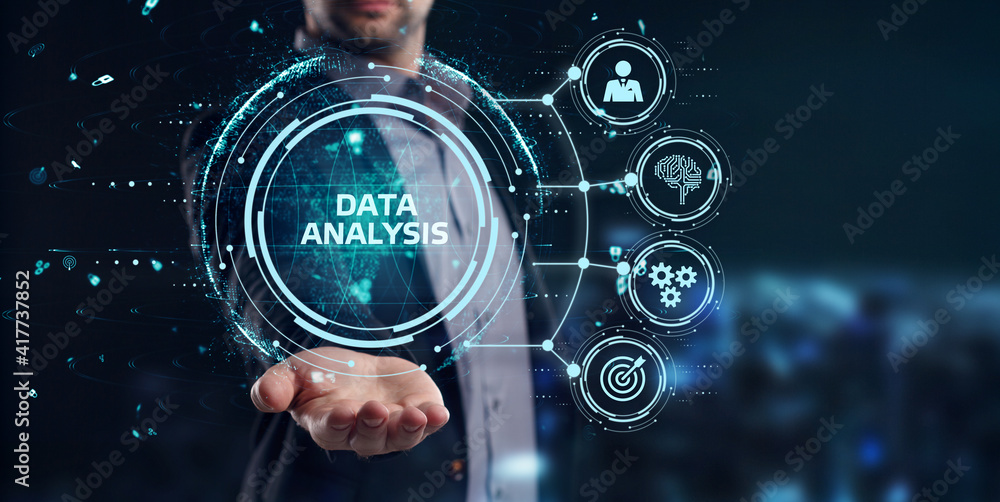Poster data analysis for business and finance concept. information report for digital business strategy. bu