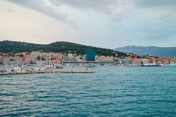Fototapeta premium Split old town sea promenade and harbour, Croatia.
