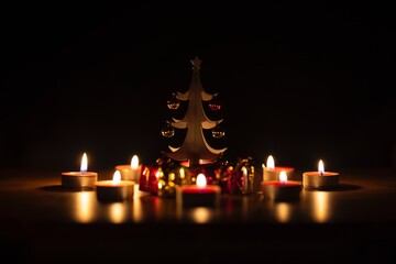 small christmas tree decoration and candle