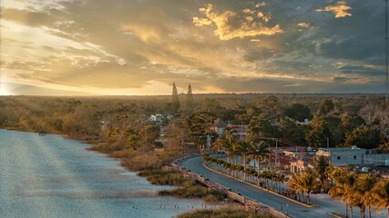 sunset over the river
