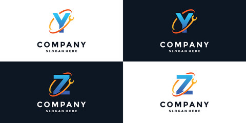 Obraz premium The letter Y and Z of the wrench logo