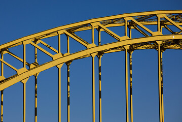 Yellow Steel Pittsburgh American Bridge for transportation and industrial tech feel