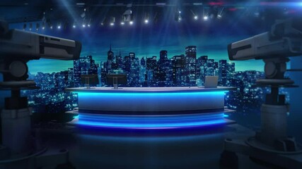 TV Broadcast News Virtual Studio Set - Background Loop 4K