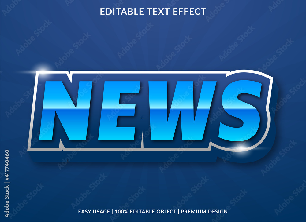 Fototapete news text effect template design with abstract style use for business logo and brand