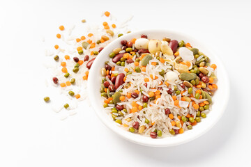 Porridge of lotus seed and lily on pure white background