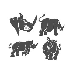 Rhino vector logo design mascot Set with modern illustration concept style for badge, emblem and t-shirt printing