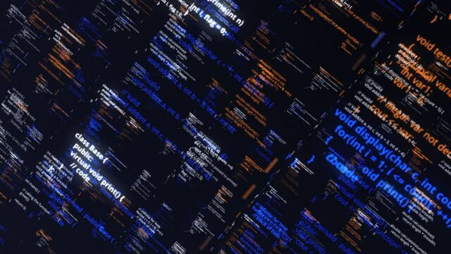 Abstract technology programming code background of software developer. Animation. Computer scriptor or software concept.