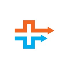Obraz premium cross medical arrow icon logo vector illustration design