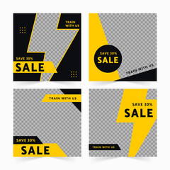 Fitness club square banner template