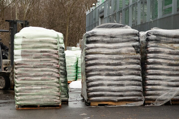 pallets with fertilizer