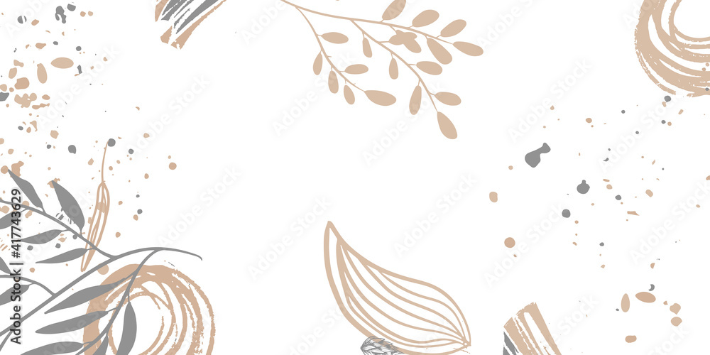 Poster trendy bohemian abstract square art templates with floral and geometric elements. for social media p