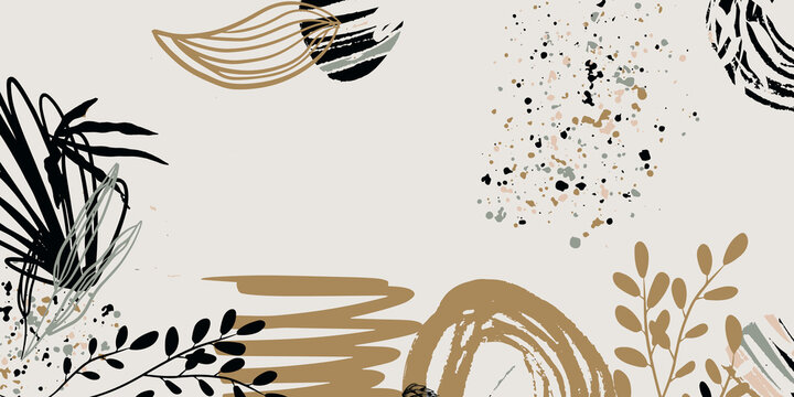 Fototapeta Trendy bohemian abstract square art templates with floral and geometric elements. For social media posts, mobile apps, banners design and web/internet ads. Fashion backgrounds. Boho style background