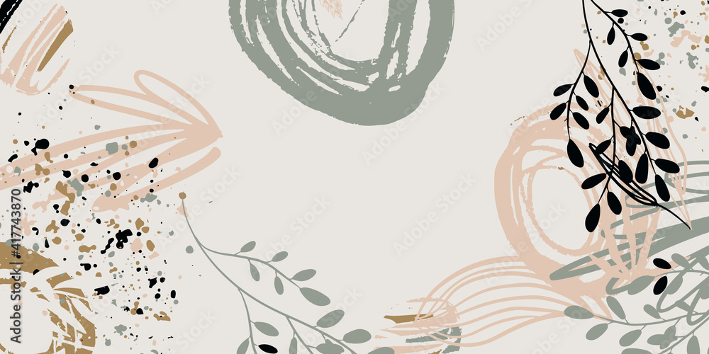 Aufkleber trendy bohemian abstract square art templates with floral and geometric elements. for social media p