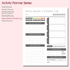 Daily Health and Fitness log, activity planner