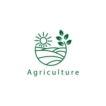 logo nature circle agricultural symbol vector design illustration line