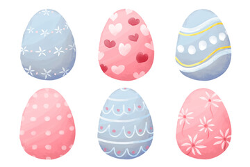 Watercolor illustration pack of colorful Easter eggs