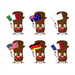 Clevo cartoon character bring the flags of various countries