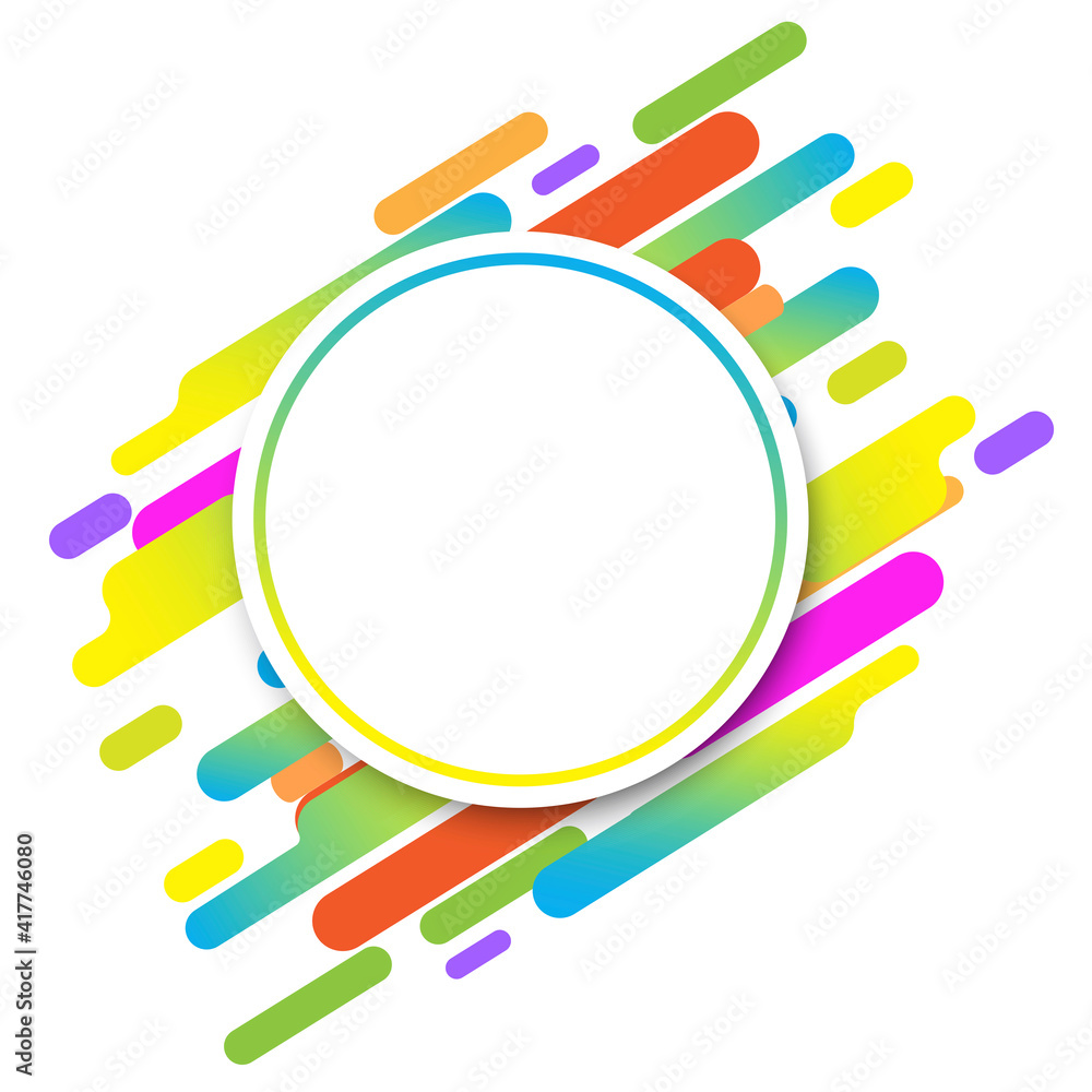 Poster White circle colored stripes in abstract style. Abstract template. Graphic element vector.  Stock image. EPS 10.