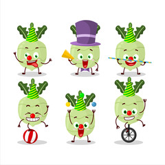 Cartoon character of kohlrabi with various circus shows