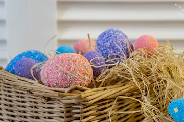 Happy easter! Flat Lay, Internet banner, postcard on Easter