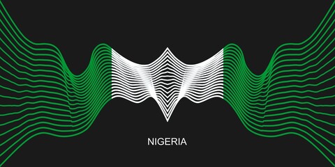 Flags of Nigeria. Independence day celebration card concept. Waved stripes