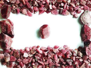 Natural mineral rough ruby gemstone crystal background