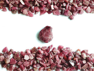Natural mineral rough ruby gemstone crystal background