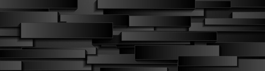 Abstract black hi-tech geometric background. Dark futuristic vector banner design