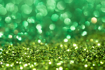 Obraz premium Green spring background. Colorful sparkles. Abstract advertising.
