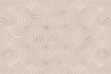 Art deco seamless pattern with gold decorative fan tile.