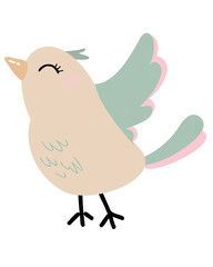 Vector illustration of cute bird. Summer bird, Spring bird, Cartoon bird