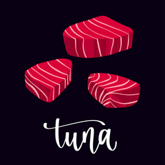 Healthy nutrition product. Fresh tuna raw fillet.
