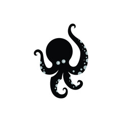 silhouette octopus logo with tentacles_ octopus logo simple shape_good use for tattoo_logo_and icon