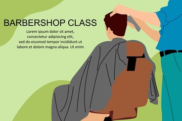 Barbershop class background. Can use for banner, poster, card and brochure. Vector flat illustration