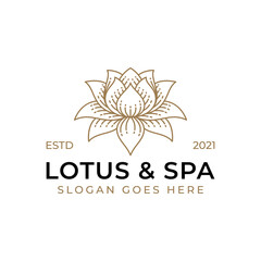 hand drawn logos of beauty lotus and spa flower symbol, can be used beauty product, nature massage symbol icon design